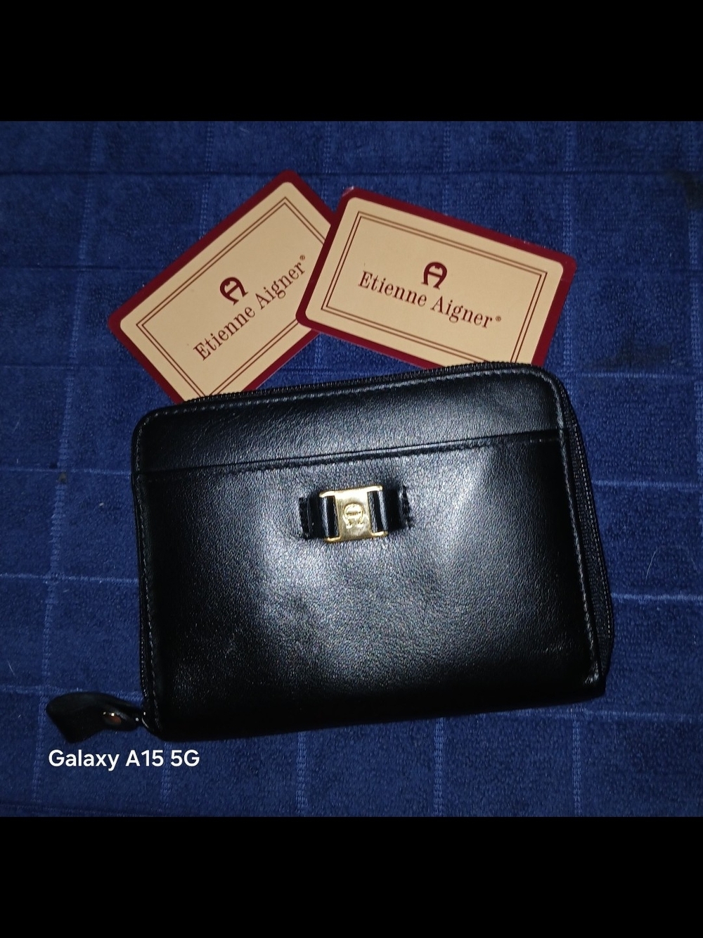 Etienne Aigner Black Leather Zip Wallet